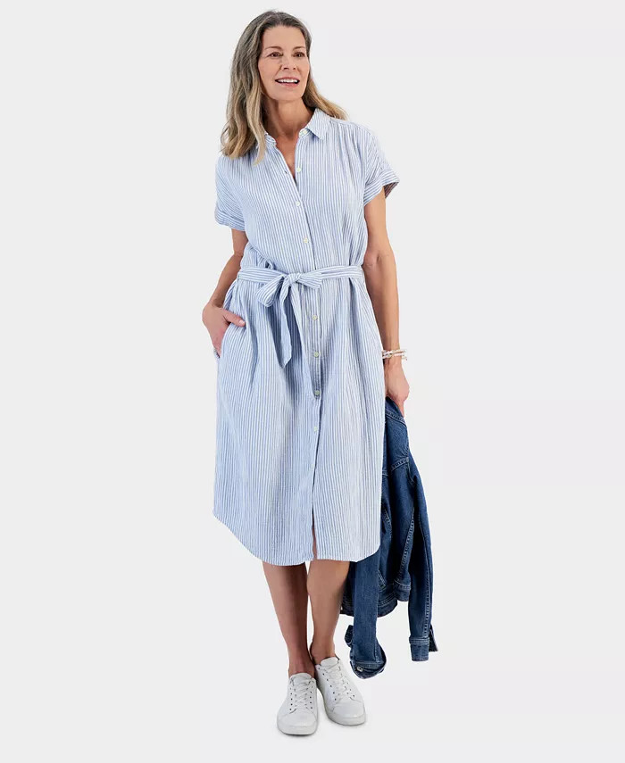 Style & Co Women's Cotton Gauze Short-Sleeve Shirt Dress, Created for Macy's - Macy's | Macy's