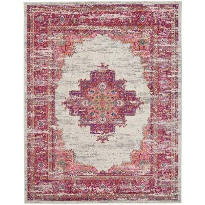 Passion PSN03 Ivory/Fuchsia Area Rug Bohemian Transitional Center Medallion By Nourison | Target