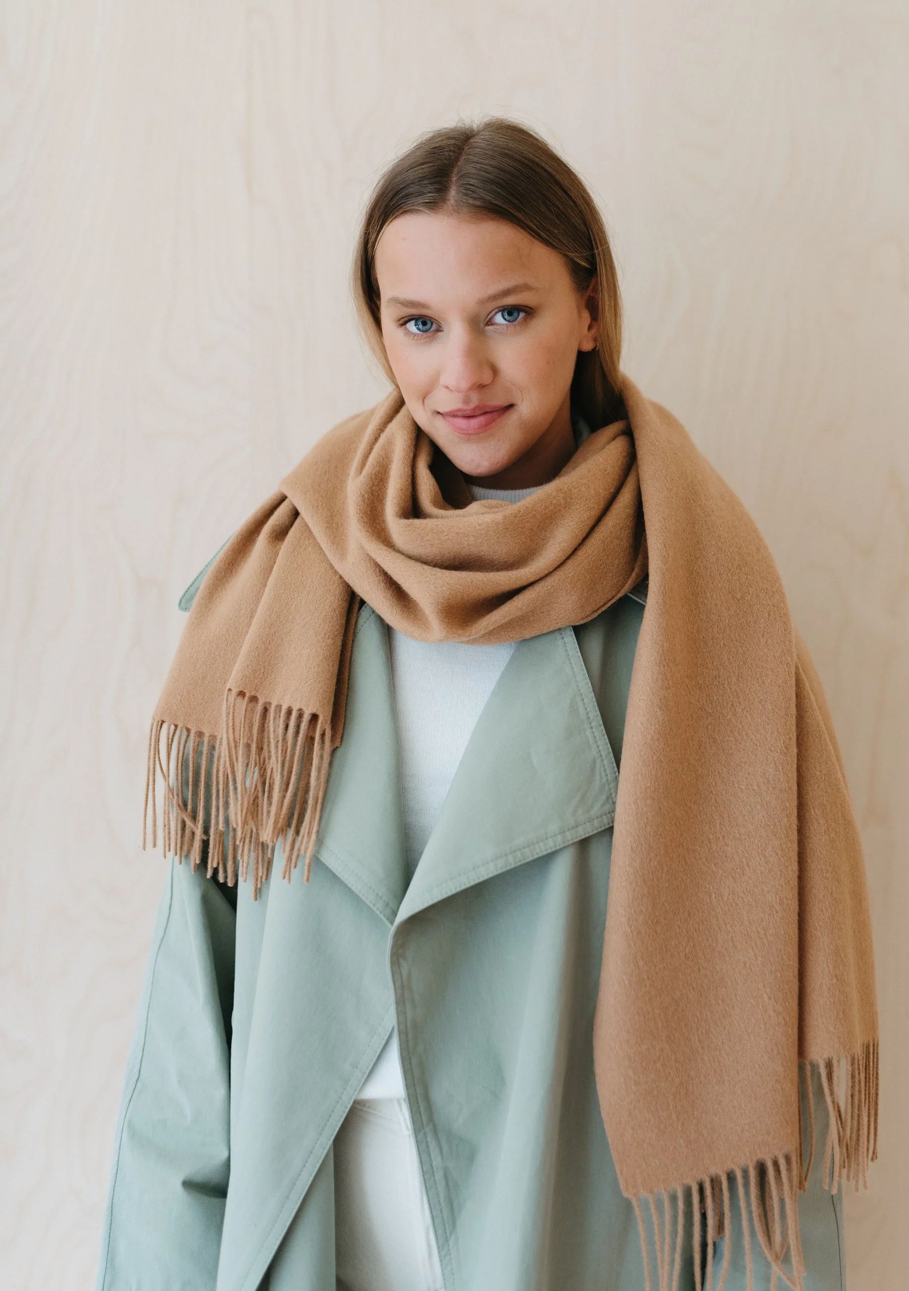 Lambswool Oversized Scarf in Camel | The Tartan Blanket Co.