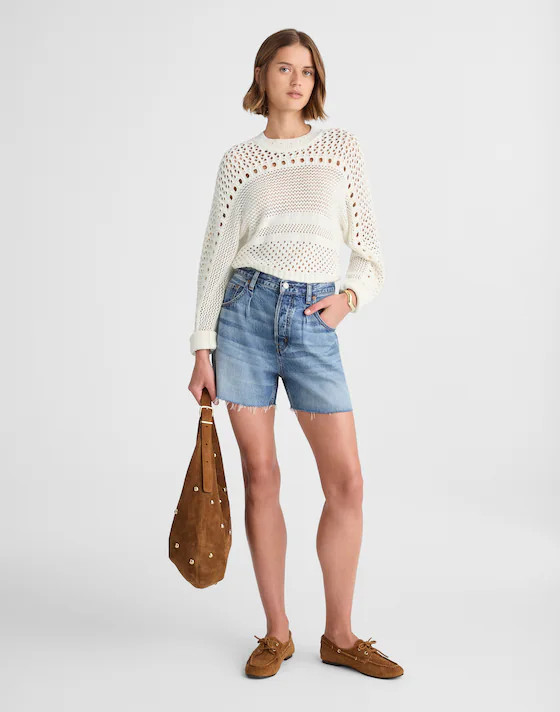 Open-Stitch Cotton Pullover Sweater | Madewell