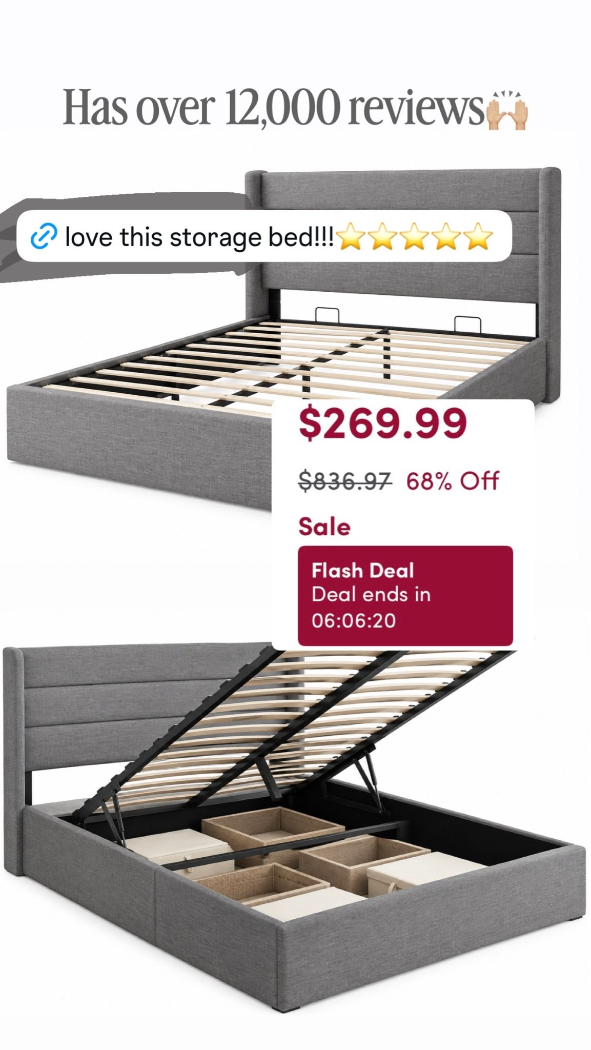 Storage bed on sale! Bedroom decor, home decor, @Wayfair sale, bedroom finds

#LTKHome #LTKSaleAlert #LTKSeasonal