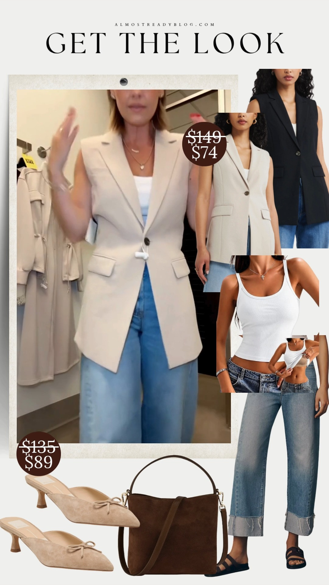 Sleeveless blazer paired with a white tank and relaxed jeans makes an easy polished look for early fall.

early fall outfit, casual fall outfit, transitional fall style, sleeveless blazer, white tank, relaxed jeans, casual outfit, everyday style, weekend look, fall basics

#LTKOver40 #LTKSaleAlert