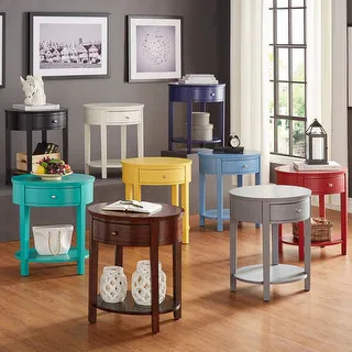 Fillmore 1-Drawer Oval Wood Shelf Accent End Table by iNSPIRE Q Modern - Bed Bath & Beyond - 7304... | Bed Bath & Beyond