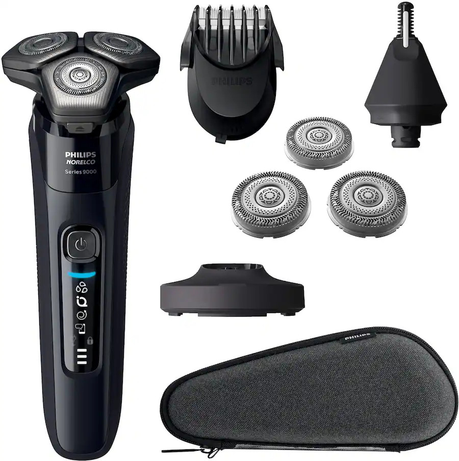 Philips Norelco - Rechargeable Electric Shaver 9600 with Extra Shave Heads Included S9507/87 - Bl... | Best Buy U.S.