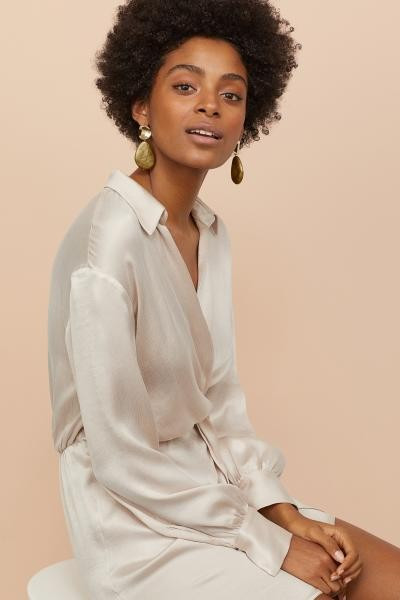 V-ringad tunika - Beige - DAM | H&M SE | H&M (DE, AT, CH, NL, FI)