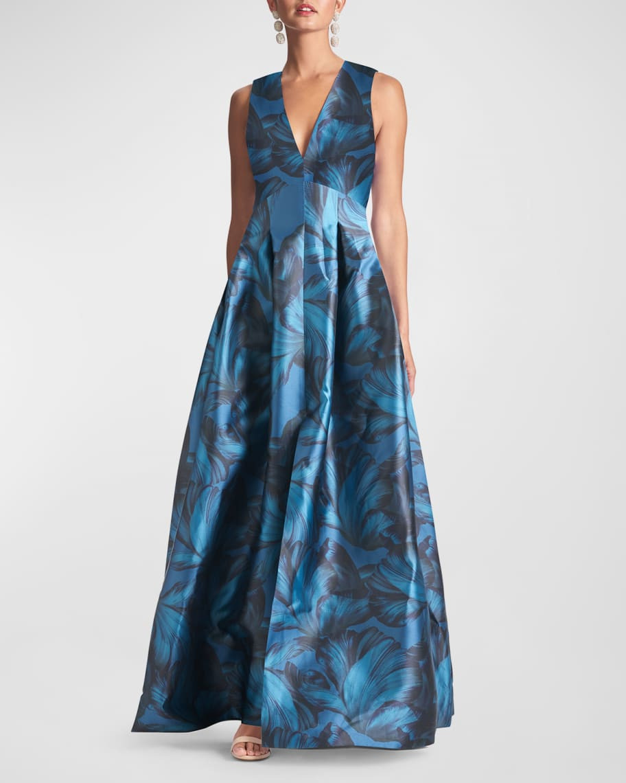 Brooke V-Neck Satin Gown | Neiman Marcus