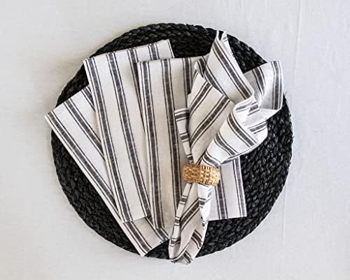 Amazon.com: Solino Home Linen Dinner Napkins Set of 4 – Black and White, 100% Pure Linen Napkin... | Amazon (US)