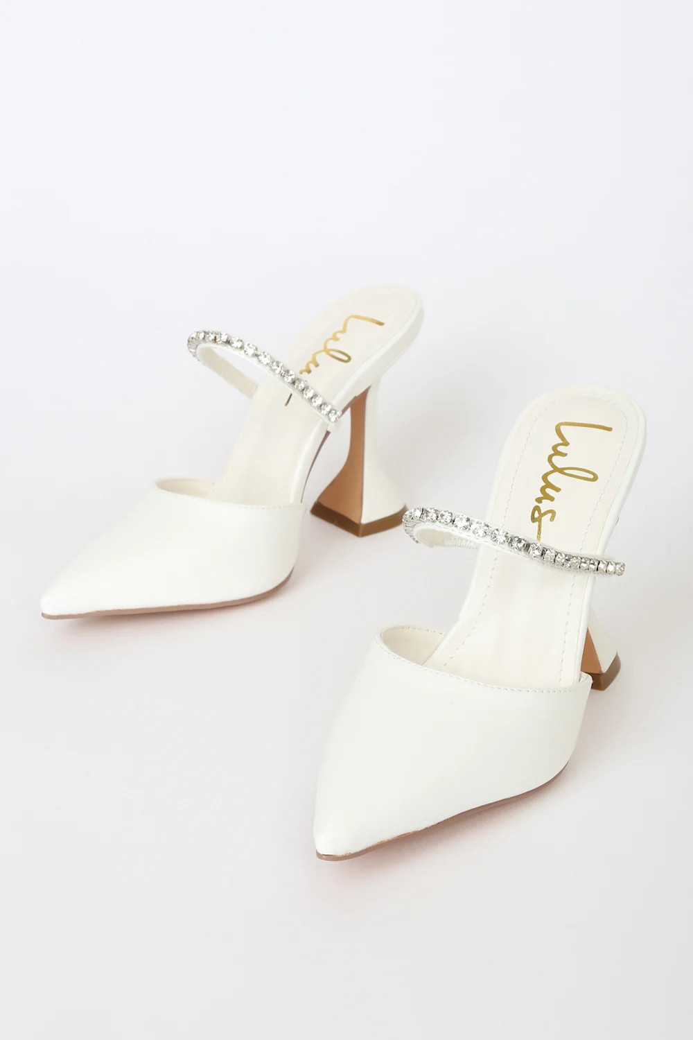 Myraa White Rhinestone Mule Pumps | Lulus (US)