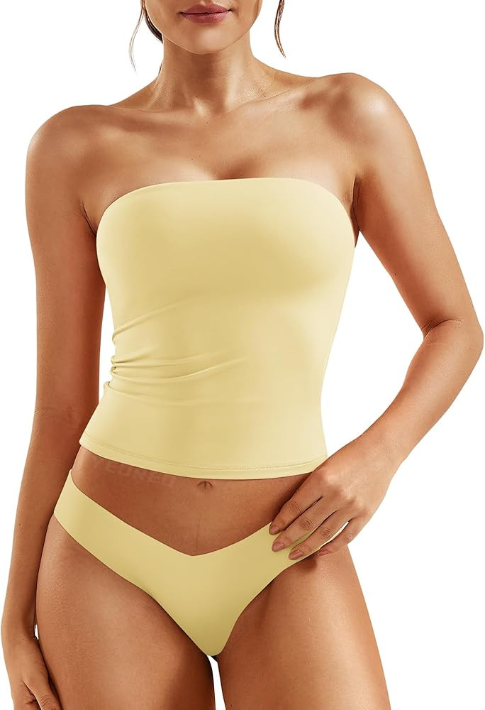 YEOREO Sophie Women Sexy Long Tube Tops Double Lined Basic Y2K Summer Cute Strapless Fitted Bande... | Amazon (US)