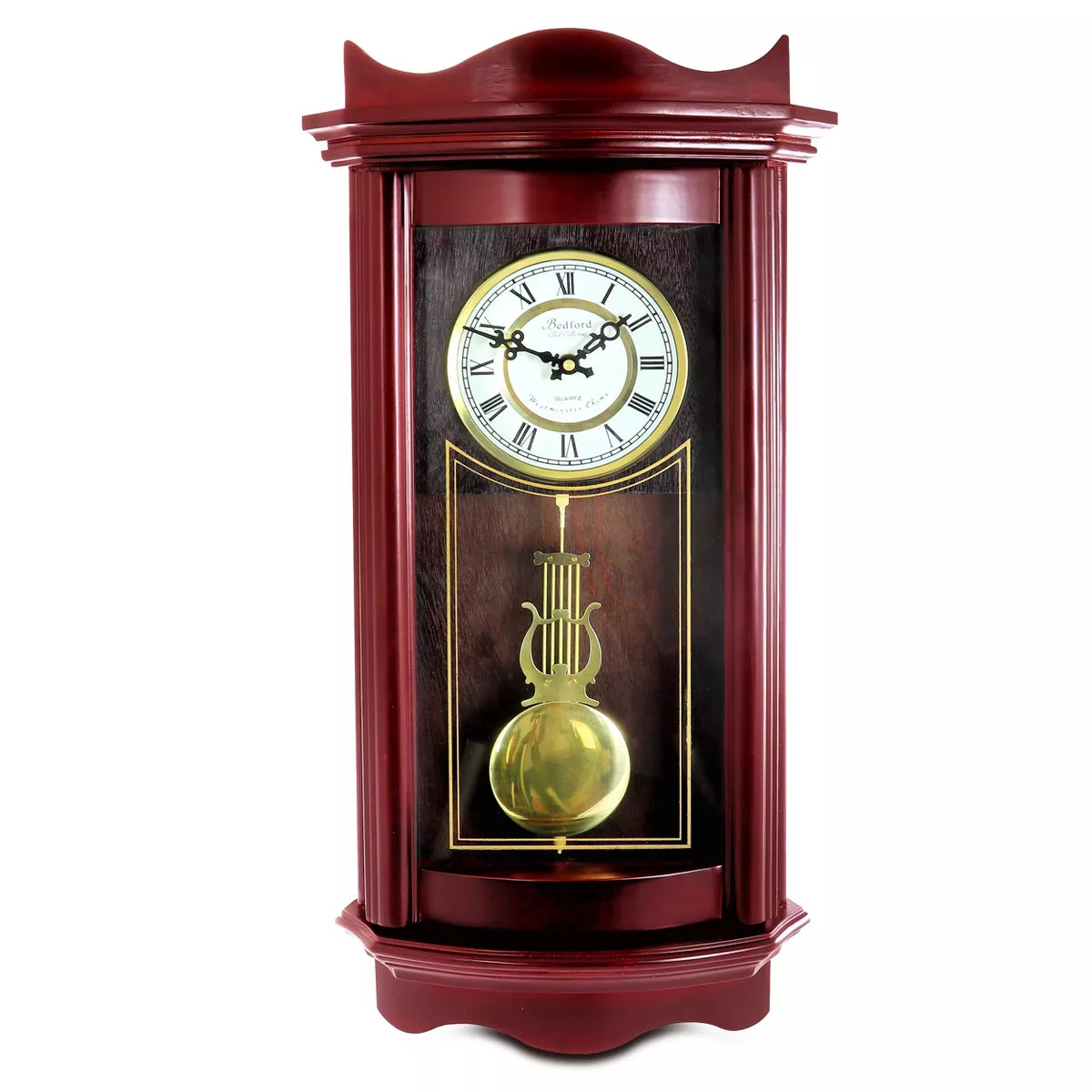 Bedford Clock Collection Weathered Chocolate Cherry Wood 25 Inch Wall Clock with Pendulum | Target