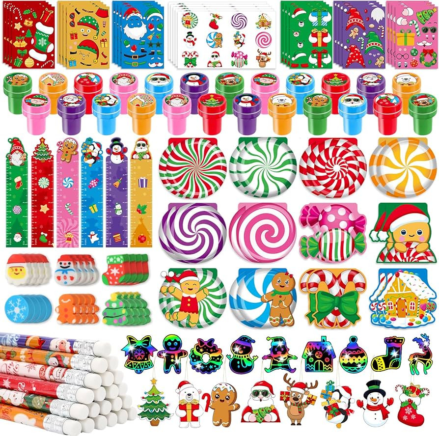 BenLouis Christmas School Stationery Set Party Favors Xmas Classroom Gift Prizes Bulk for Student... | Amazon (US)