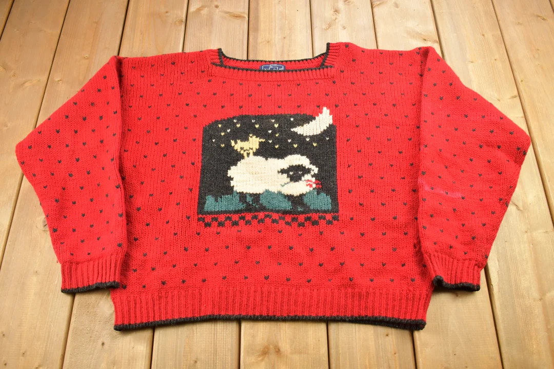 Vintage 1990s Woolrich Woman's 100% Wool Knitted Crewneck Sweater / Vintage 90s Crewneck / All Ov... | Etsy (US)