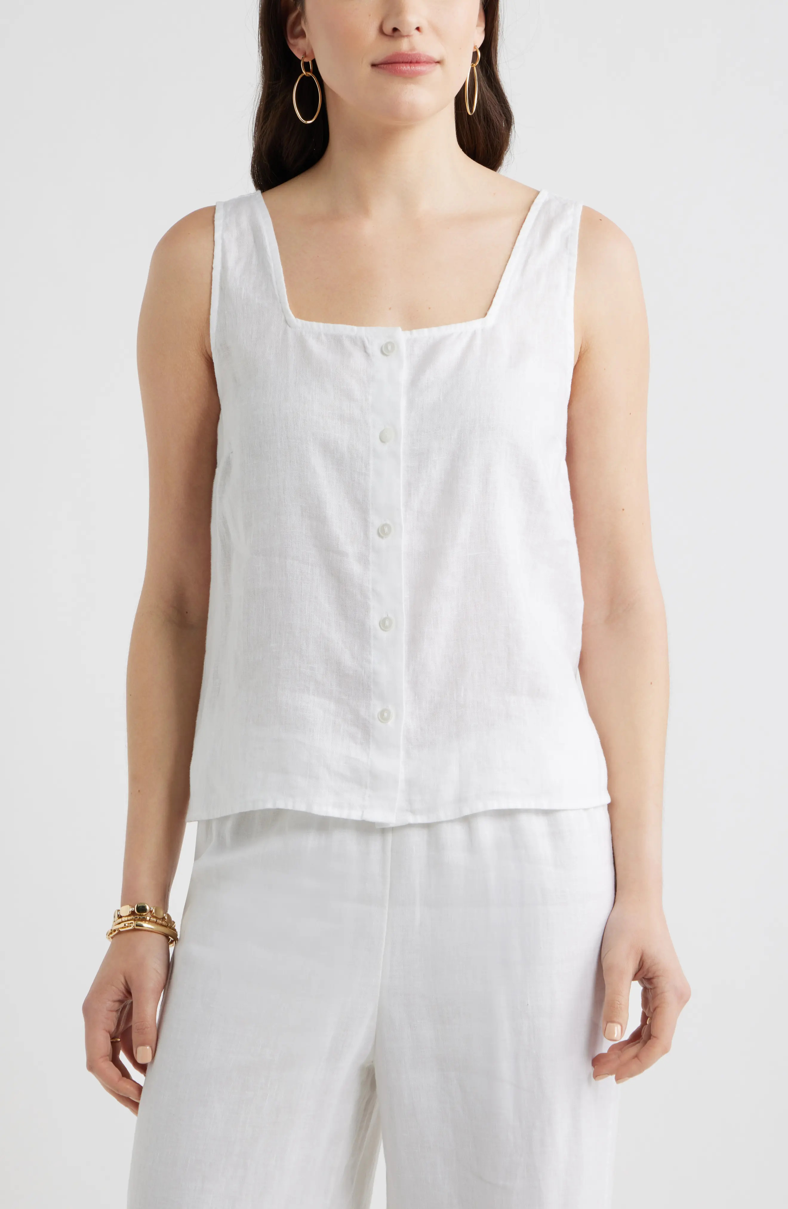 Linen Button-Up Tank (Women) | Nordstrom | Nordstrom