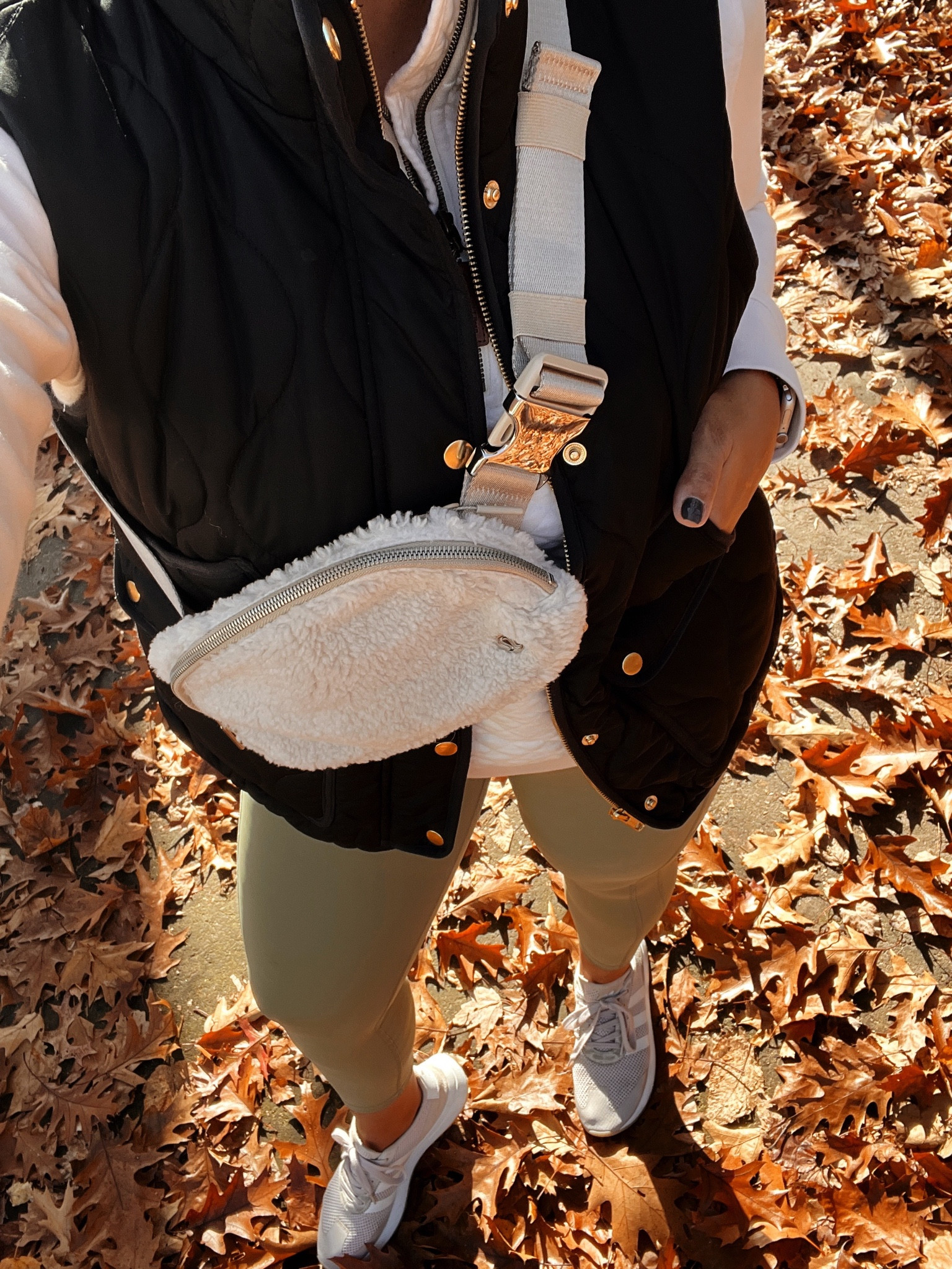 Athleisure wear. Athleta leggings. Leggings. Lululemon everywhere fleece belt bag. Workout wear. 

#LTKworkwear #LTKSeasonal