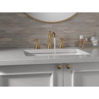 Delta Cassidy 8 in. Widespread 2-Handle Bathroom Faucet with Metal Drain Assembly in Champagne Br... | The Home Depot