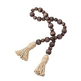Wood Bead Garland with Tassels, Home Decor Beads, Rustic Decorative Beads | Amazon (US)