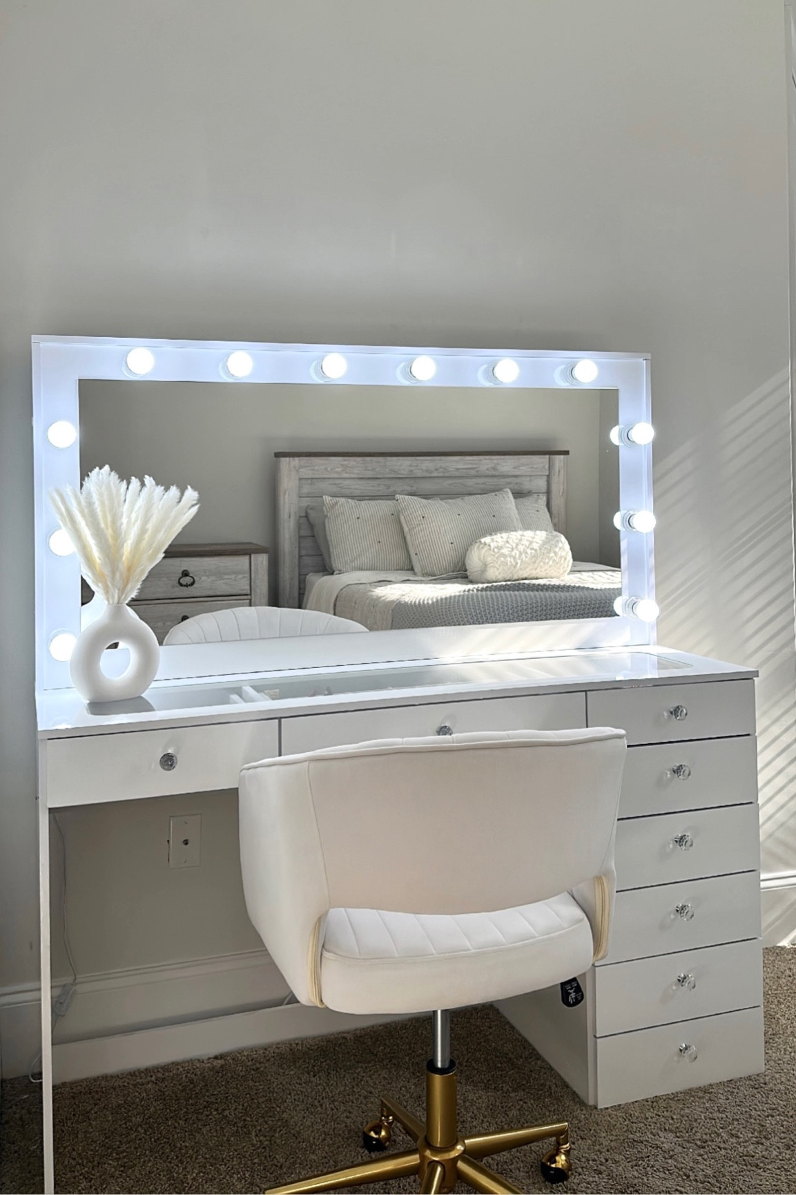 my amazon vanity w/ added decor🤍

Makeup vanity. Cosmetic organizer. Glam room. Vanity room. Minimalist home decor. Home finds. Aesthetic home. Girly room. Vanity. Hollywood mirror. Makeup organizer. Amazon home finds. Amazon home. Amazon home favorites. 
#LTKsalealert #LTKGiftGuide #LTKover40 #LTKFind #LTKstyletip 

#LTKhome #LTKMostLoved #LTKbeauty