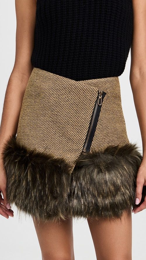 Andersson Bell Faux Fur Twill Wrap Skirts | SHOPBOP | Shopbop