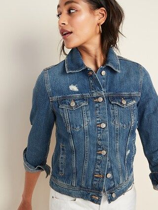 Distressed Jean Jacket For Women | Old Navy US