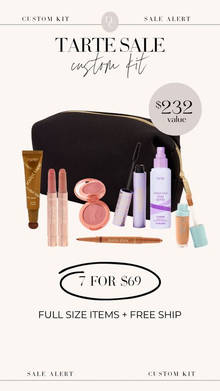 Build your custom kit! Choose 7 full size items for $69! Includes a makeup bag + free shipping! 💄


Makeup favorites 
Tarte sale 


#LTKBeauty #LTKFindsUnder100 #LTKSaleAlert