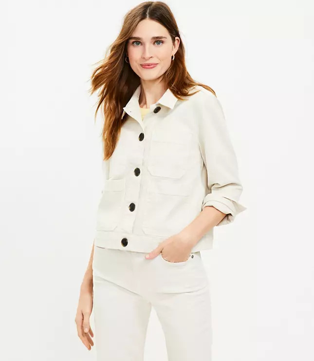 Denim Chore Jacket in Hot Pink Poppy | LOFT