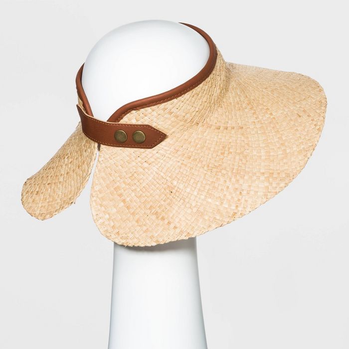 Women's Raffia Straw Visor Hat - Universal Thread™ - Natural | Target