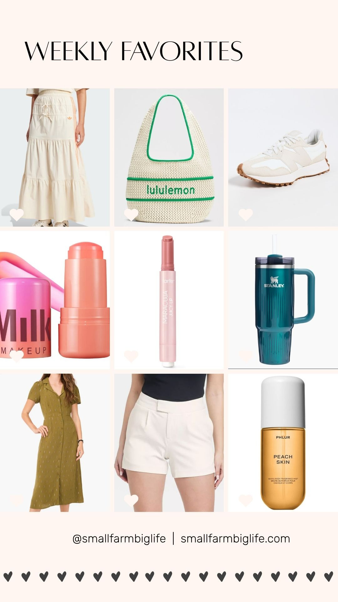Weekly Favorites. Favorite Things. Best Sellers. Top Sellers. Cotton Crochet Shoulder Bag. adidas Originals Summer Glow Skirt. maracuja juicy lip tinted balm gloss. New Balance 327 Sneakers. Quencher H2.0 Travel Tumbler | 30 OZ | Stanley. Cooling Water Jelly Tint Lip + Cheek Blush Stain. Mini Peach Skin Body & Hair Fragrance Mist. White Women's High-Rise Tailored Shorts. Metallic Accent Tie Back Midi Shirtdress. 

 #LTKSummerEdit #LTKSaleAlert #LTKShoeCrush
