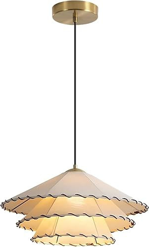 Lámpara colgante moderna de tela, lámpara de techo de 3 niveles, lámpara colgante dorada y bla... | Amazon (US)