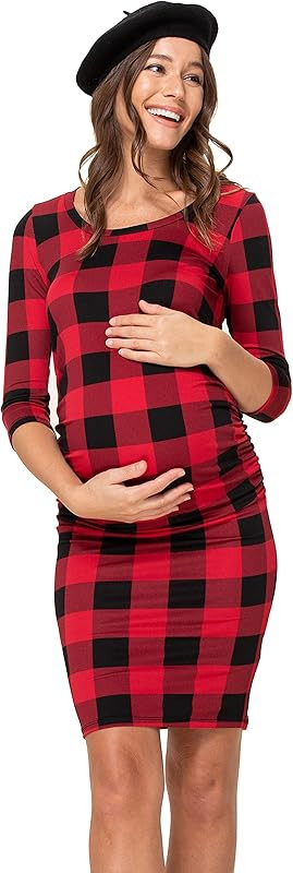 LaClef Women's Ruched Bodycon Basic Maternity Dress | Amazon (US)