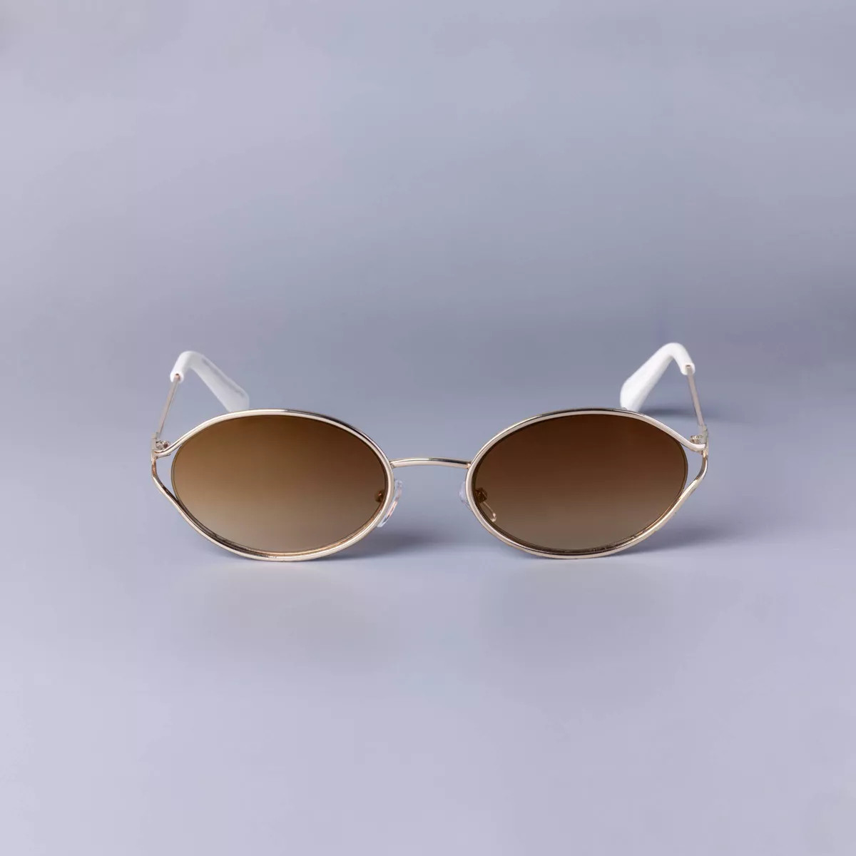 Women's Oval Open Frame Metal Sunglasses - A New Day™ Gold | Target