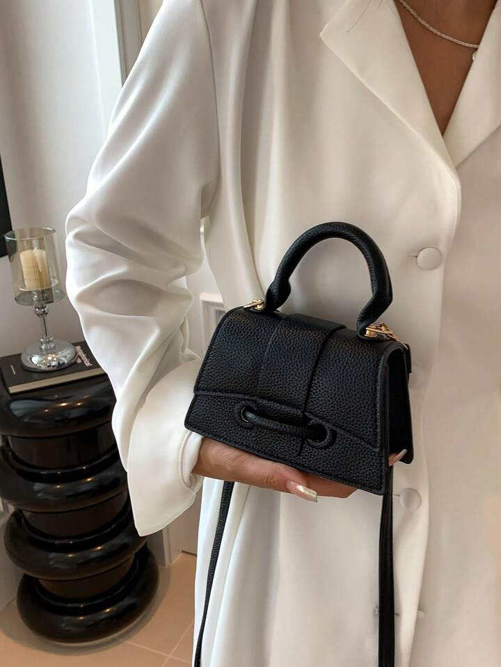 2023 New Arrival Simple & Fashionable Flap Top Handle Bag With Adjustable Shoulder Strap | SHEIN