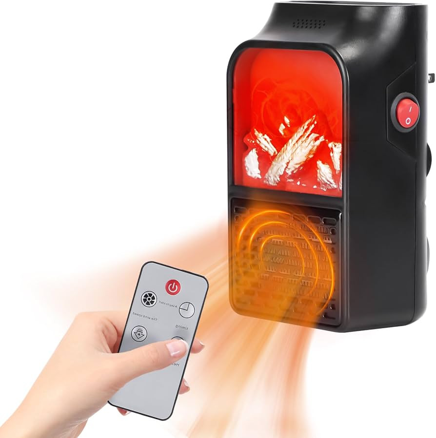 Space Heater, 800w Wall Mounted Thermostatic Heater with 360°Rotating Plug, Adjustable Temperatu... | Amazon (US)