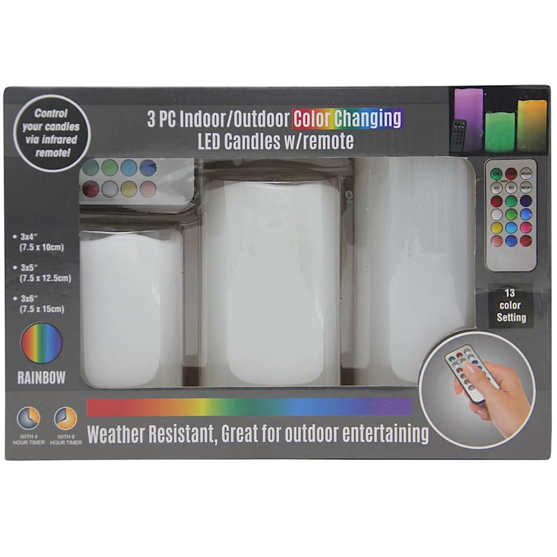 3-Piece White LED Flameless Candles with Remote | At Home