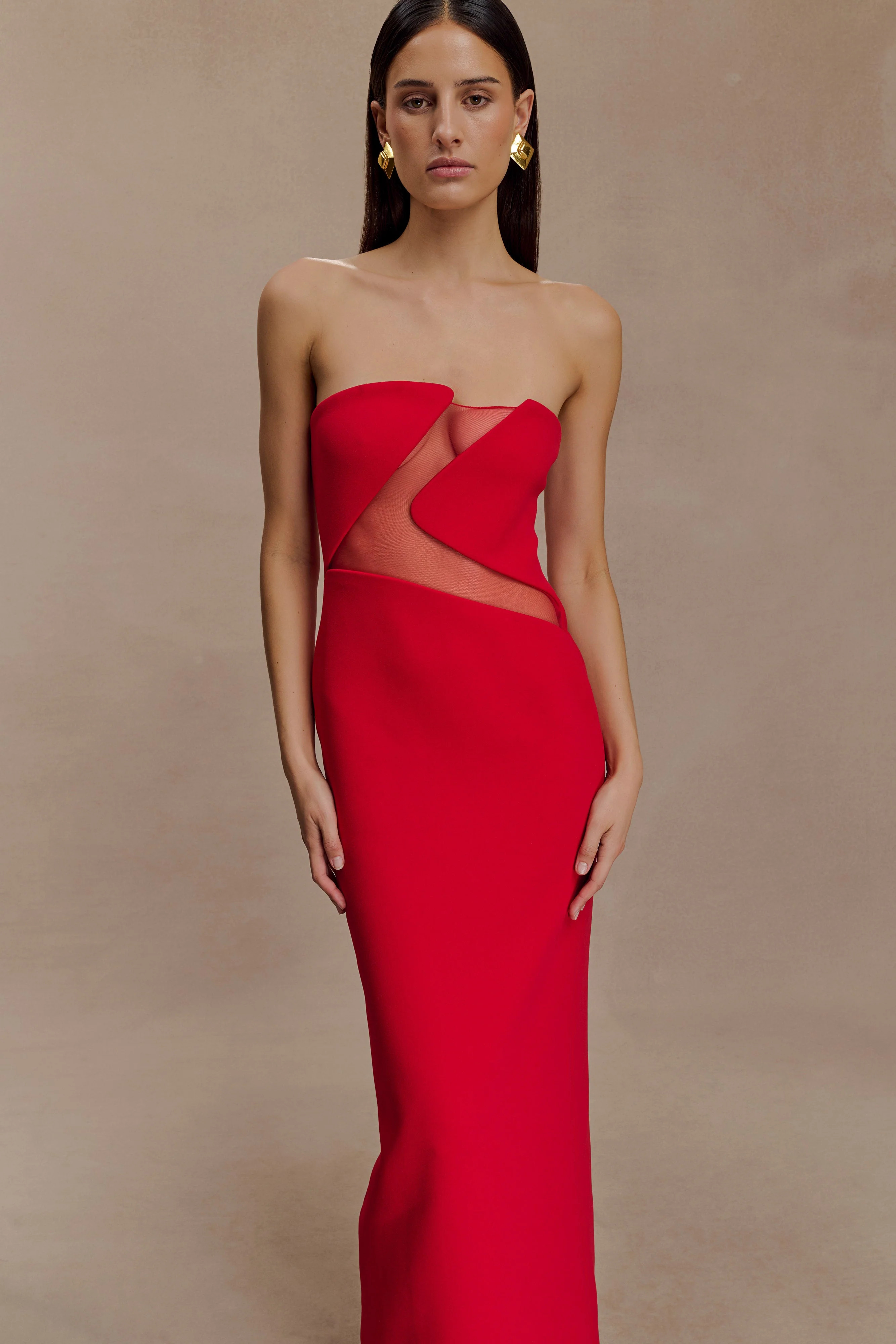 Strapless Maxi Dress - Red | MESHKI US