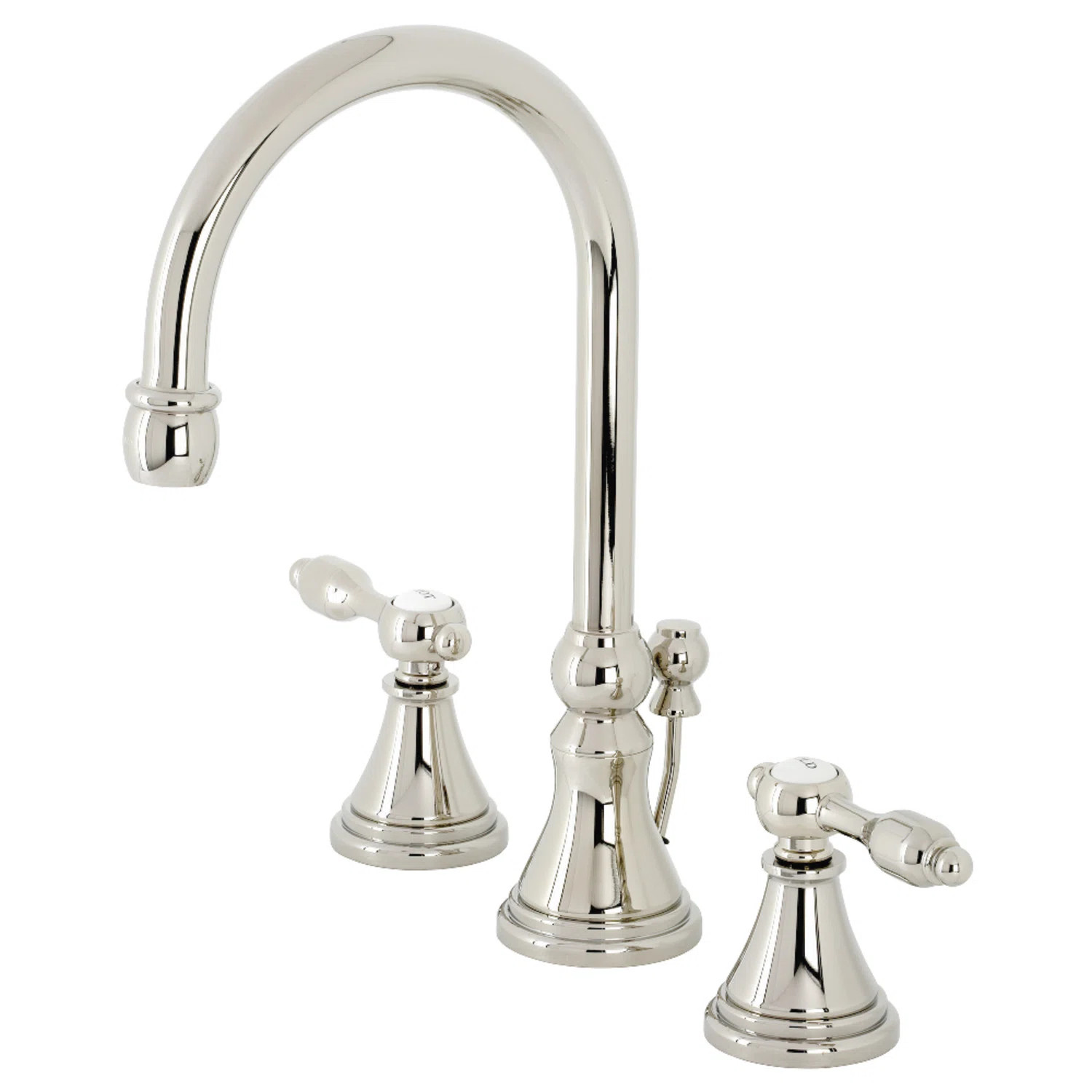 Kingston Brass Tudor Two-Handle 3-Hole Deck Mount Widespread Bathroom Faucet with Brass Pop-Up Dr... | Wayfair North America