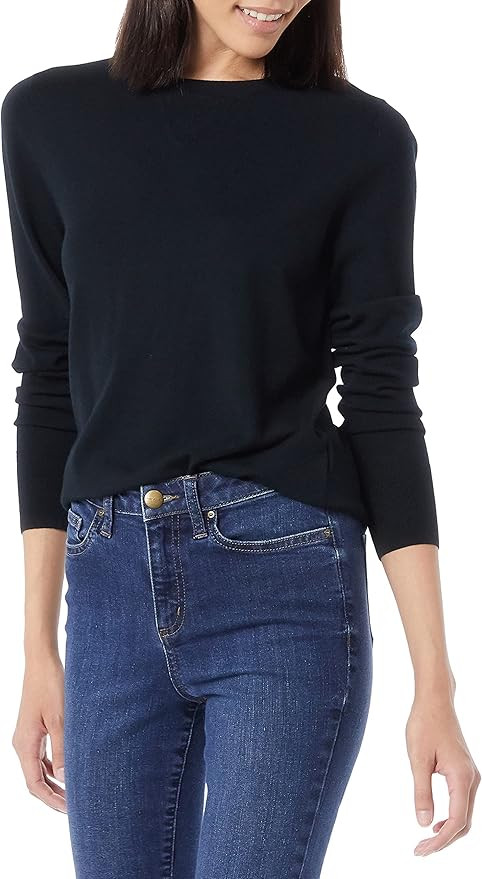 Daily Ritual Women's Fine Gauge Stretch Crewneck Pullover Sweater | Amazon (US)