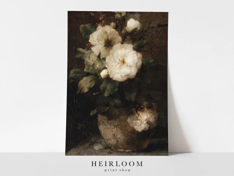 Moody Floral Print  Vintage Flower Prints  ART PRINTS  - Etsy | Etsy (US)