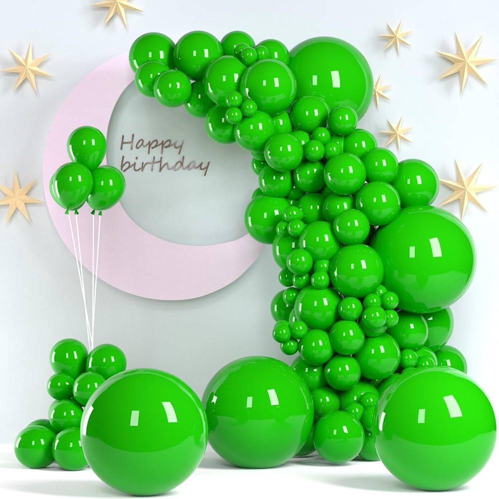 Green Balloons, 140pcs 18 12 10 5 Inch Different Sizes Pack Party Latex Balloons for Birthday Halloween Holiday Balloon Garland as Party Decorations | Amazon (US)