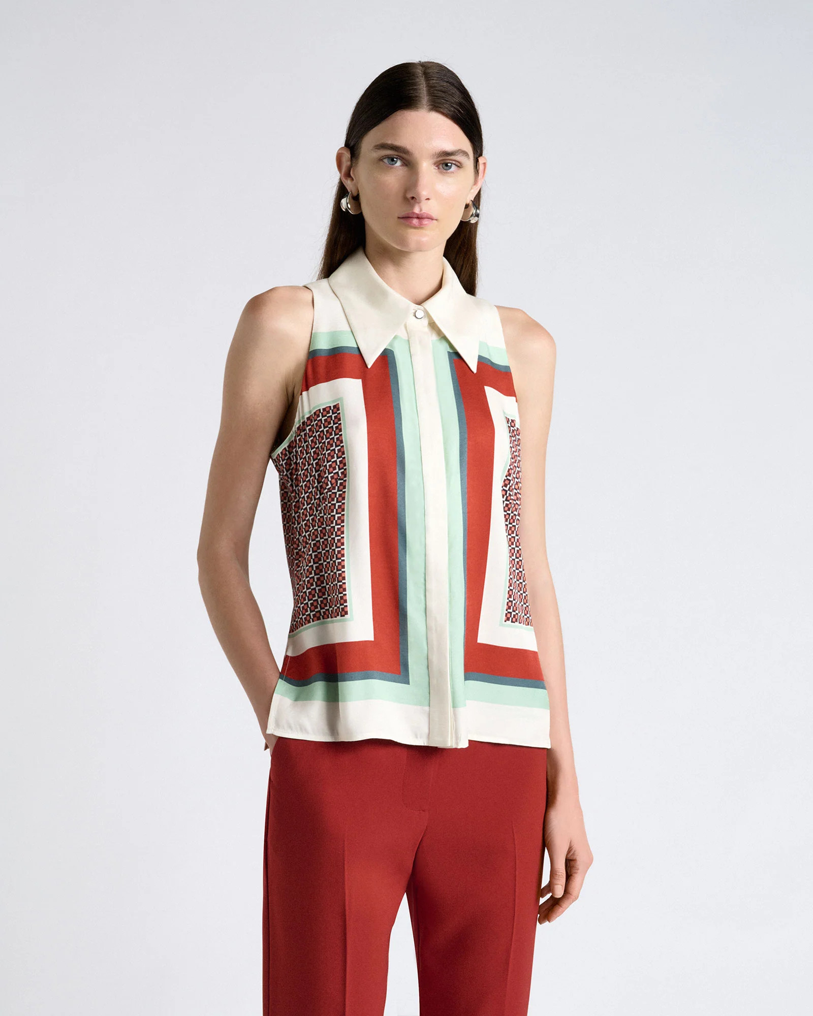 Geo Tile Sleeveless Top | Cue AU