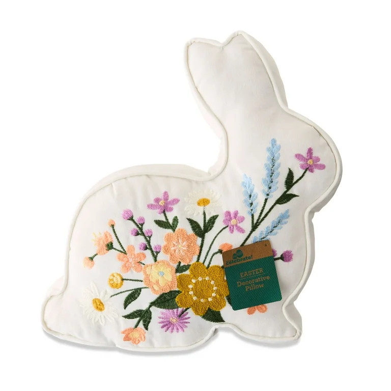 Easter Multicolor Bunny Decorative Pillow, 14.5 in x 14 in, by Way To Celebrate - Walmart.com | Walmart (US)