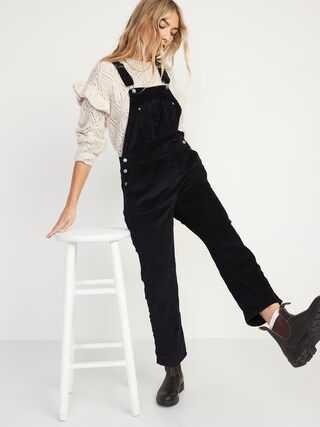 Slouchy Straight Button-Fly Corduroy Workwear Overalls for Women | Old Navy (US)