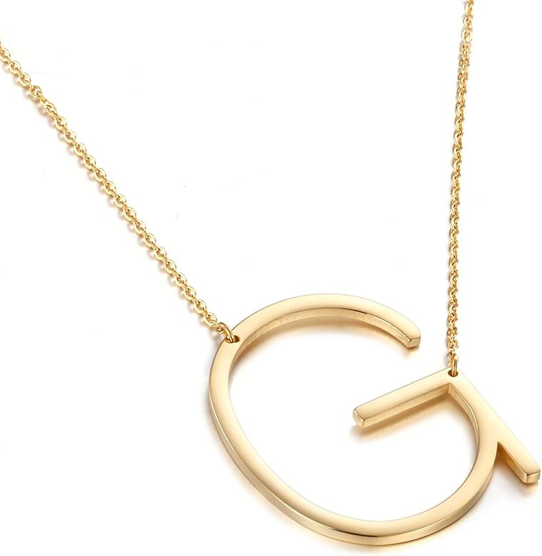 Big Letter Necklace Stainless Steel Initial Pendant Best Friends Jewelry for Girls Women Her Wedd... | Amazon (US)