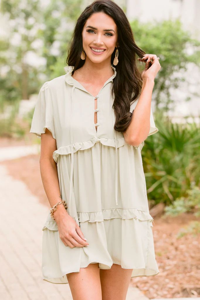 Let's Ride Sage Green Babydoll Dress | The Mint Julep Boutique