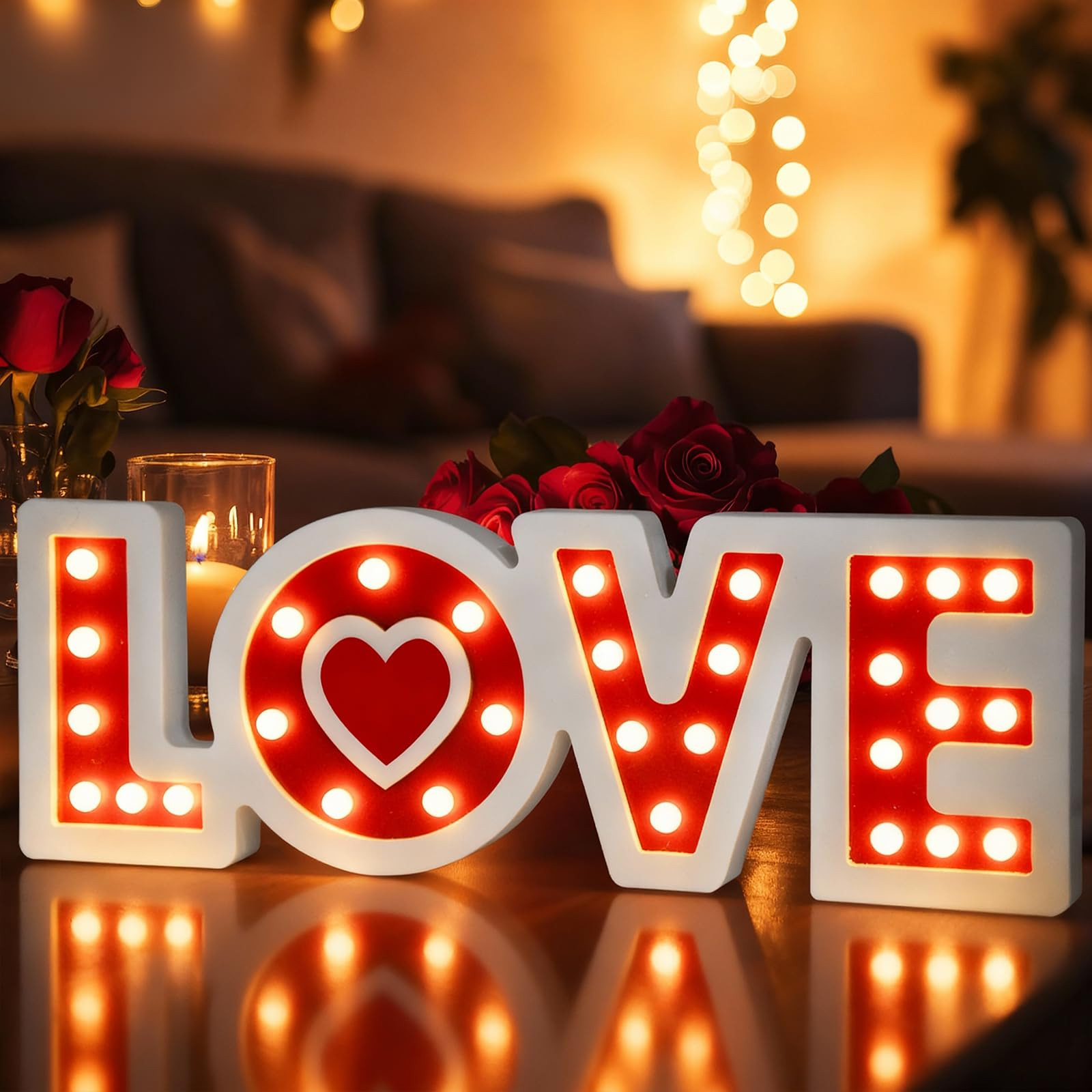 Craflox Valentine's Day Decorations, Light Up Love Sign Battery Operated, LED Wooden Valentine's ... | Amazon (US)