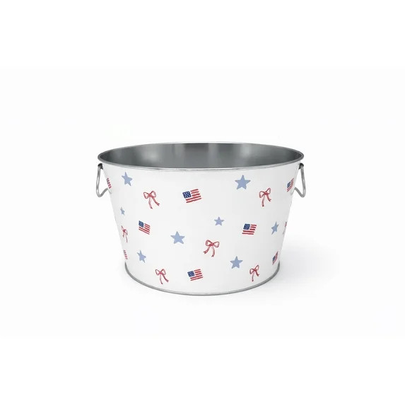 Large White Party Tub, Small Flags,14.5 Inch, Metal, by Behrens | Walmart (US)