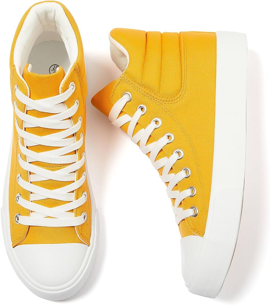 POVOGER High Top Sneakers for Women White Womens High Tops Canvas Shoes Black Fashion Sneakers Ca... | Amazon (US)