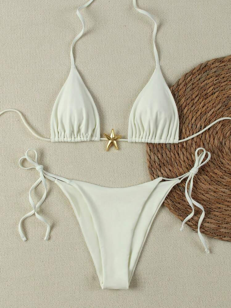 Conjunto de Bikini de Dos Piezas para Mujer con Decoraci\u00f3n de Estrella de Mar Met\u00e1lica,... | SHEIN