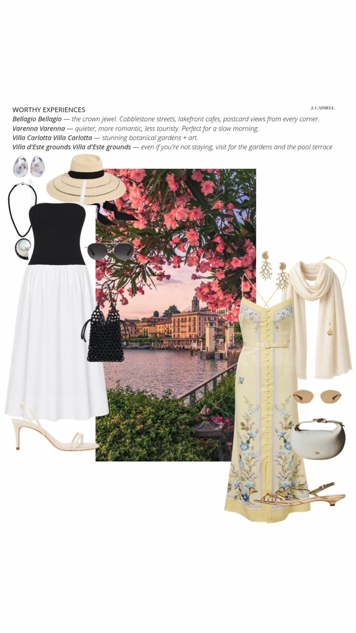 Lake Como has officially entered my European summer daydreams 🇮🇹✨

Think terracotta villas draped in bougainvillea, boat rides across glassy water, long lunches overlooking the lake, sunset aperitivos, and the kind of effortless luxury Italians do better than anyone. I rounded up the best hotels, restaurants, villages, and experiences to save for your next trip—plus outfit inspiration inspired by the timeless Lake Como aesthetic.

From linen dresses and elegant swimwear to raffia bags and oversized sunglasses, this edit is all about dressing for la dolce vita.

Shop the full Lake Como edit below. 🤍

#LakeComo #LakeComoItaly #ItalianSummer #EuropeanSummer #VacationStyle #LuxuryTravel #WhatToWear #ResortStyle #QuietLuxury #SummerStyle #LTKStyle #TravelGuide #ItalyTravel #LakeComoStyle

#LTKOver40 #LTKSeasonal #LTKTravel