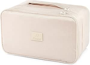 Underwear Cosmetic Organizer for Travel, Large Compartment Lightweight Double Layer Bra Bag (Crea... | Amazon (US)