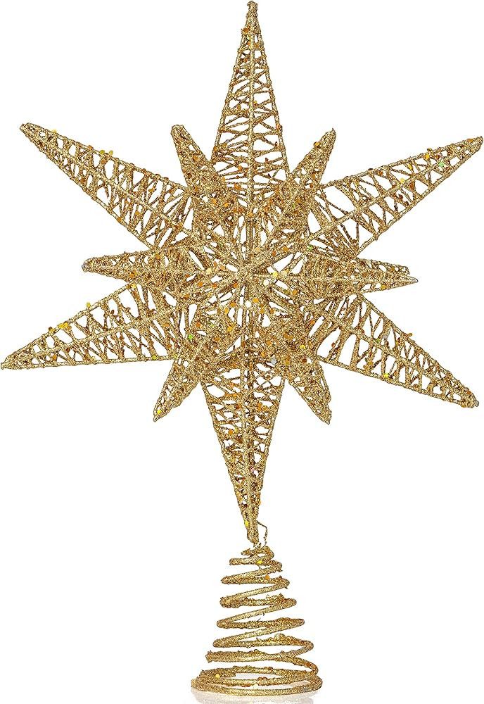 Ornativity Gold Star Tree Topper – Christmas Gold 3D Glitter Star Ornament Treetop Xmas Decor H... | Amazon (US)